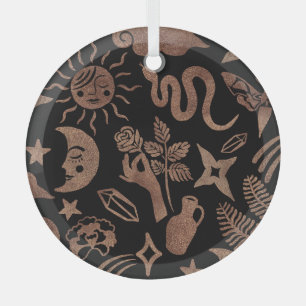 Mystische Symbole: Schlange, Sonne, Mond. Ornament Aus Glas