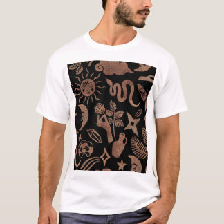 Mystische Symbole: Schlange, Sonne, Mond. T-Shirt