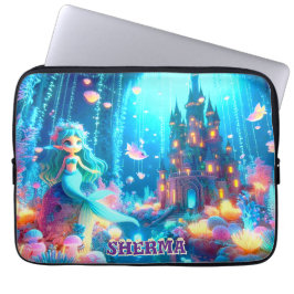 Mystische Tiefen - Chibi Meerjungfrau & Glühgarten Laptopschutzhülle