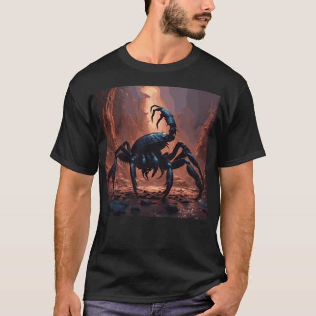 Mystische Tiefen Skorpio Zodiac Constellation Art T-Shirt (Vorderseite)