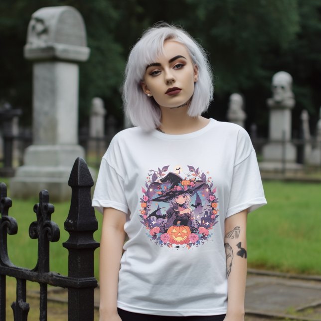 'Mystische Verzauberung' Halloween Anime Hexe T-Shirt (Von Creator hochgeladen)