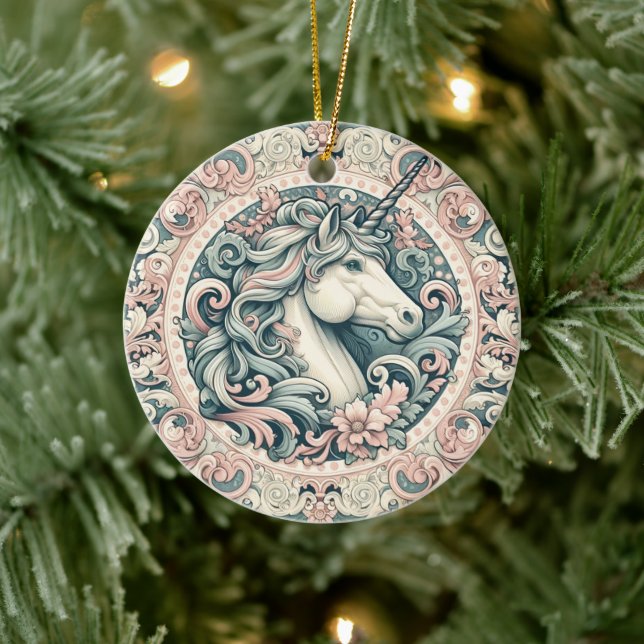 Mystische Viktorianische Hörner: Verzauberte Blüte Keramik Ornament (Baum)