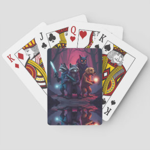 Mystische Wald-Tier-Krieger-Kunst Spielkarten
