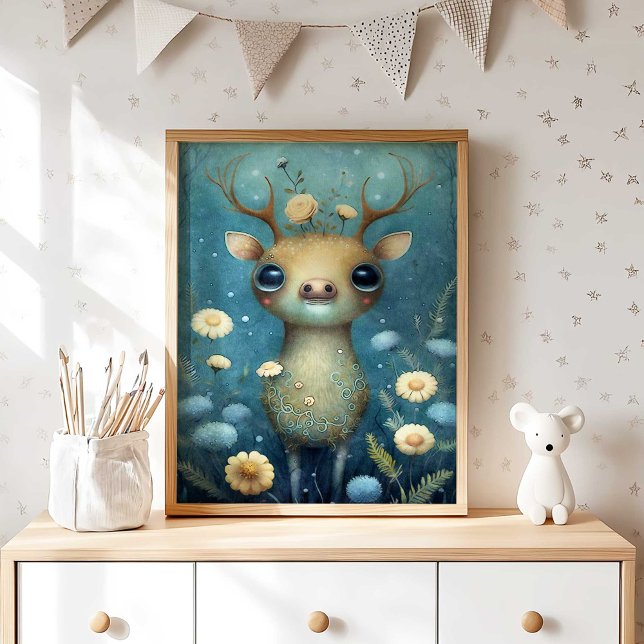 Mystische Wälder, Hirsche Kunst | Kinderzimmer Poster (Boho Forest Deer Wall Art for Nursery | Wall Decor by TinkPrints.)