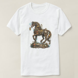 Mystische Waldpferd-Illustration Fantasy-Natur T-Shirt