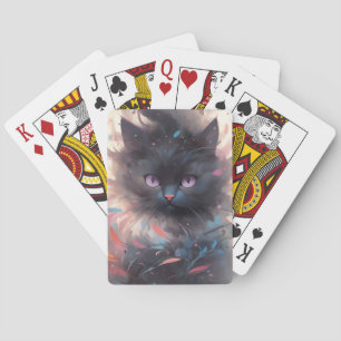 Mystische Wasserfarbe Schwarze Katze Süße Katze Spielkarten