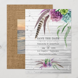Mystische Wasserfarbensukkulente Bohemische Hochze Save The Date