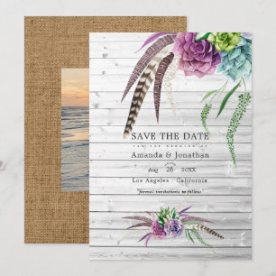 Mystische Wasserfarbensukkulente Bohemische Hochze Save The Date
