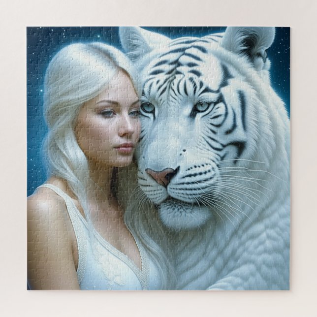 Mystische Weiße Tiger und Frauen (Vertikal)