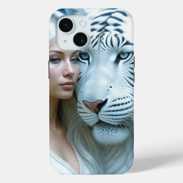 Mystische Weiße Tiger und Frauen Case-Mate iPhone Hülle (Rückseite)