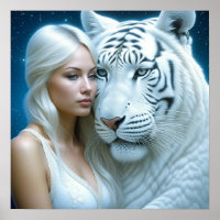 Mystische Weiße Tiger und Frauen