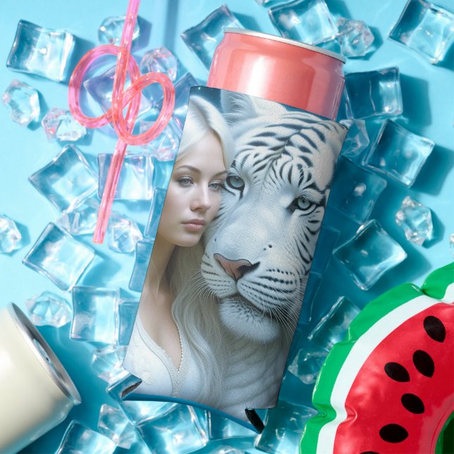 Mystische Weiße Tiger und Frauen Selters Dosenkühler (In Situ Sommer)