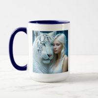 Mystische Weiße Tiger und schöne Frau