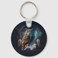 Mystische Weltraum-Eule mit Dreamcatcher-Kunst