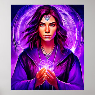 Mystische Zauberei mit glühender Aura Poster