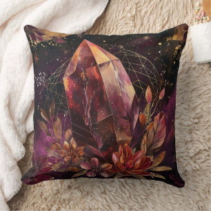 Mystischer Amethyst-Kristall-Blumen-Galaxie-Kunst Kissen