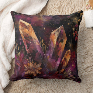 Mystischer Amethyst-Kristall-Blumengalaxie-Kunst ( Kissen