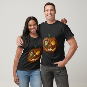 Mystischer Augapfel- und Skeletthand-Kürbis T-Shirt