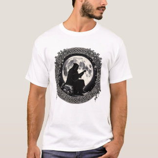 Mystischer Barde keltischer Mond Fantasy T-Shirt