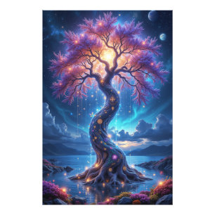 Mystischer Baum des Lebens und Himmelsgarten Fotodruck