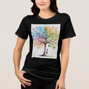 Mystischer Baum unter dem Girl-T - Shirt - Schwarz