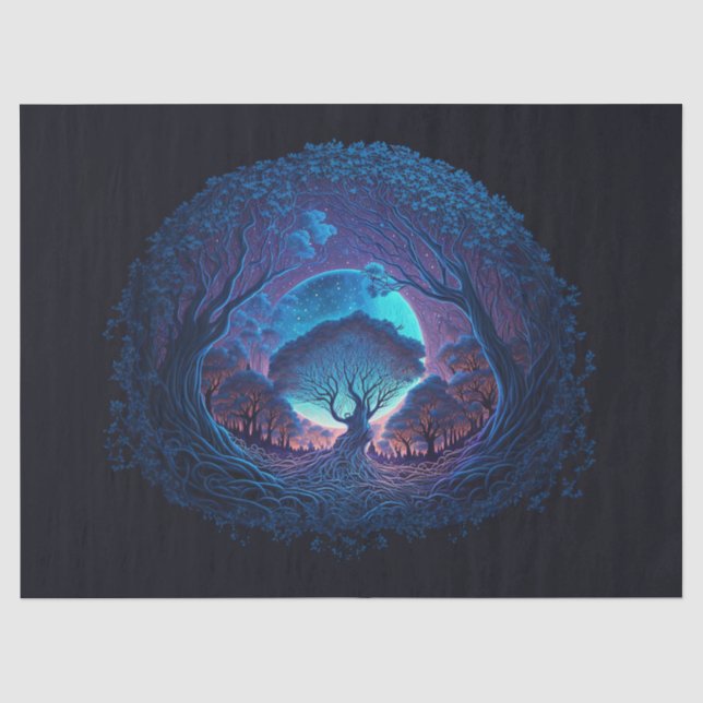 Mystischer Baum von Roots Lit von Grossmond Decoup Seidenpapier (Vorderseite)