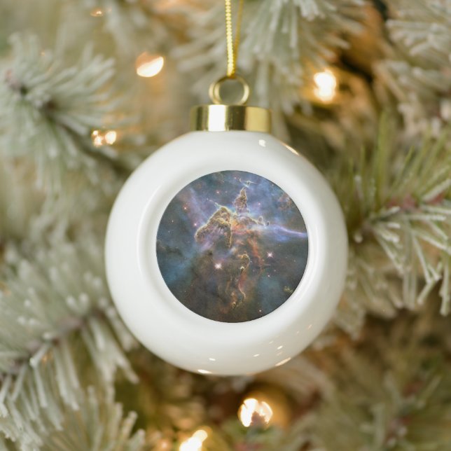 Mystischer Berg in Carina Nebula Hubble Space Keramik Kugel-Ornament (Baum)