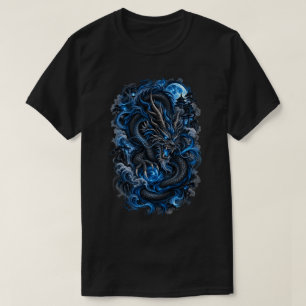 Mystischer blauer Drache japanische Fantasy T-Shirt