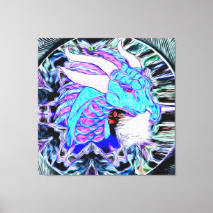 Mystischer blauer Drache mit Hörnern Leinwanddruck