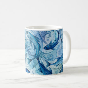 Mystischer blauer Fisch fließt in Harmonie Kaffeetasse