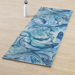 Mystischer blauer Fisch fließt in Harmonie Yogamatte
