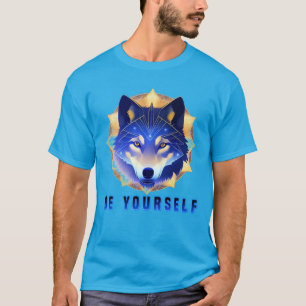 Mystischer blauer Wolfskopf T-Shirt