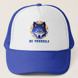 Mystischer blauer Wolfskopf Truckerkappe
