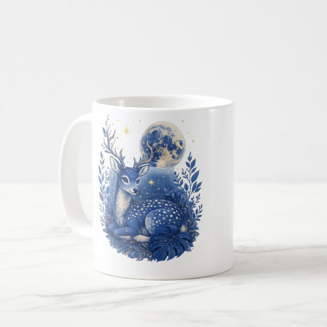 Mystischer Blauhirsch-Becher. Kaffeetasse (Vorderseite Links)