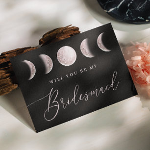 Mystischer Blush Mond Schwarzer Brautjungfer Vor Postkarte