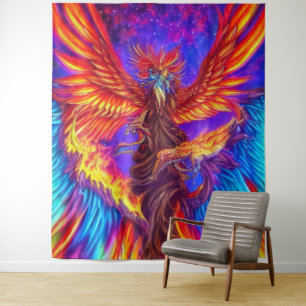 Mystischer Bunter Phönix-Teppich Wandteppich