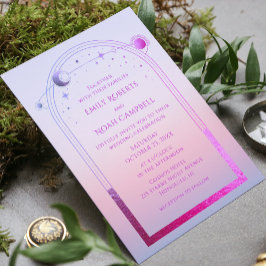 Mystischer Chic Sunset Pink Sun Moon Stars Space Einladung