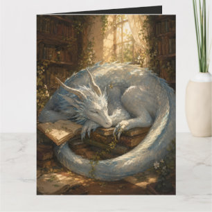 Mystischer Drache liest alte Bücher Postkarte Be