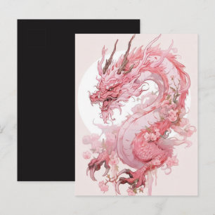 Mystischer Drache rosa Alter Mond Postkarte Beko