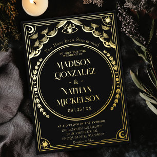 Mystischer eleganter Gold-Tarot-Gothic-Hochzeit Folieneinladung