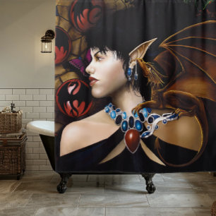 Mystischer Elf-Drachen-Begleiter Schmetterling Fan Duschvorhang