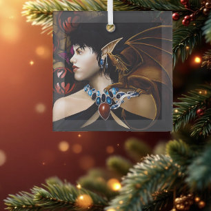 Mystischer Elf-Drachen-Begleiter-Schmetterling-Fan Ornament Aus Glas