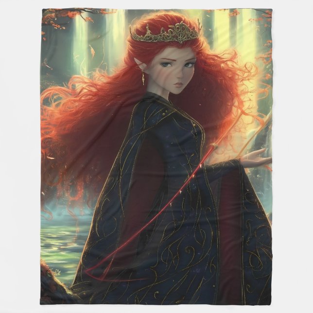Mystischer Elf in einem Fantasy-Wald Fleecedecke (Vorderseite)