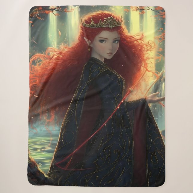 Mystischer Elf in einem Fantasy-Wald Sherpadecke (Vorderseite)