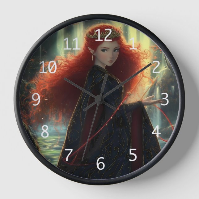 Mystischer Elf in einem Fantasy-Wald Uhr (Vorderseite)