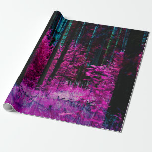 Mystischer Fantasy-Wald mit lila Blätter Geschenkpapier