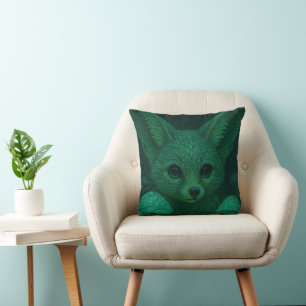 Mystischer Fuchs & leuchtendes Pilzkissen Kissen