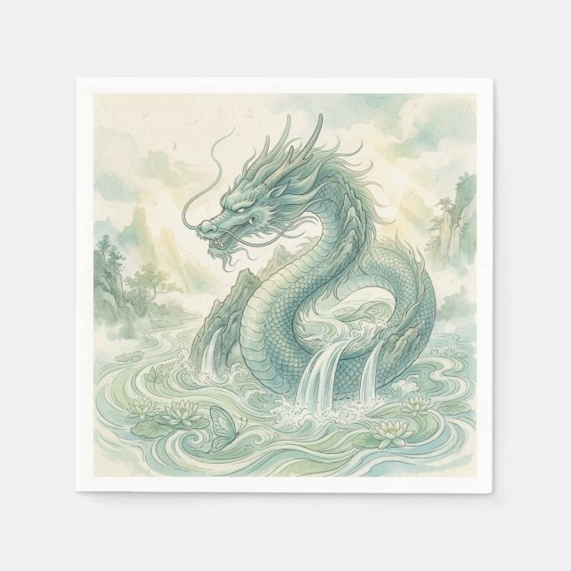 Mystischer Fuchsdrache Wasserfarbenkunst (2) Serviette (Vorderseite)