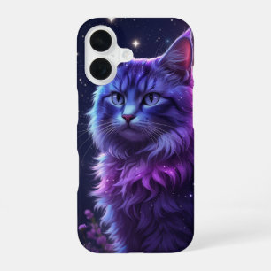 Mystischer Galaxy-Katzen-Handyhülle – Lila Kosmisc iPhone 16 Hülle