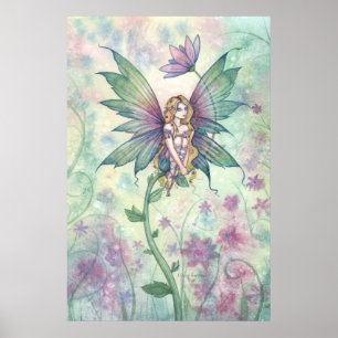 Mystischer Garten Blumen Fee Fantasy Poster Druck